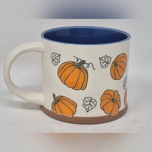 Pumpkin Themed Ceramic Mug with Blue Interior